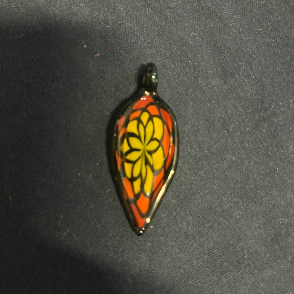 Artisan Glass Pendant with Floral Design